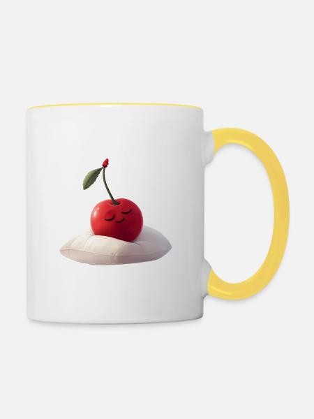 Kirsche - Tasse zweifarbig - Weiß/Gelb