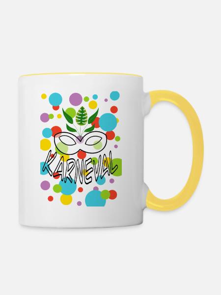 Karneval - Tasse zweifarbig - Weiß/Gelb