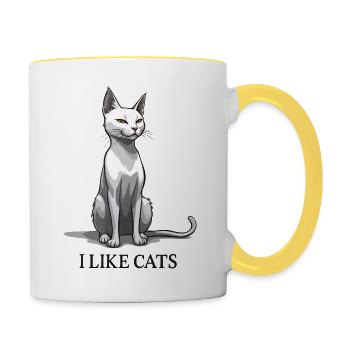 Likes cats - Contrasting Mug - white/yellow - Right