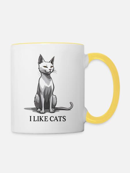 Mag Katzen - Tasse zweifarbig - Weiß/Gelb