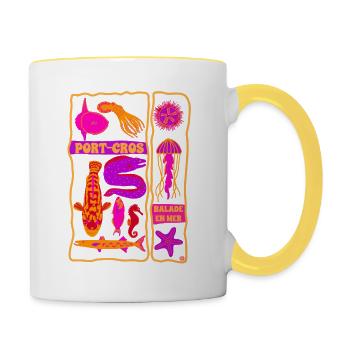 Balade en mer à Port-Cros - Mug contrasté - blanc/jaune - Droite