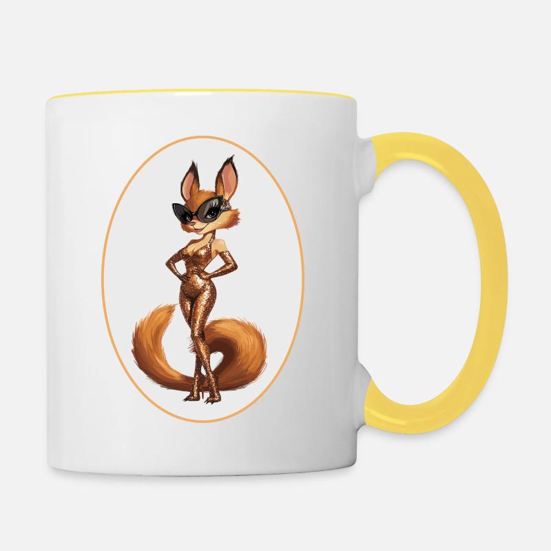 Eichhörnchen - Tasse zweifarbig - Weiß/Gelb