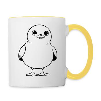 Baffled Seagull – Funny Cartoon Animal Design - Contrasting Mug - white/yellow - Right