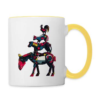 Stadtmusikanten "Comic Robot" - Tasse zweifarbig - Weiß/Gelb - Rechts