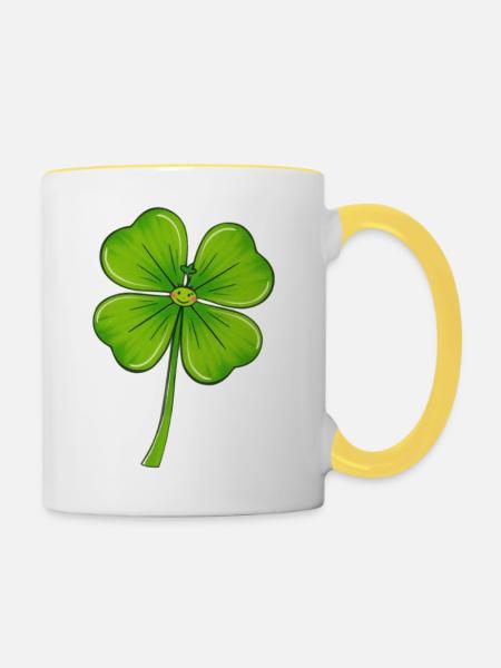 Glück - Tasse zweifarbig - Weiß/Gelb