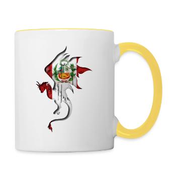Flag of Peru - Peru - Dragon Silhouette - Contrasting Mug - white/yellow - Right