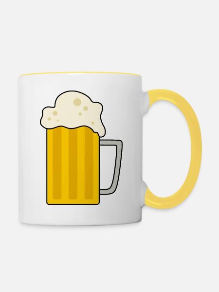 Schaumiger Bierkrug Illustration - Tasse zweifarbig - Weiß/Gelb