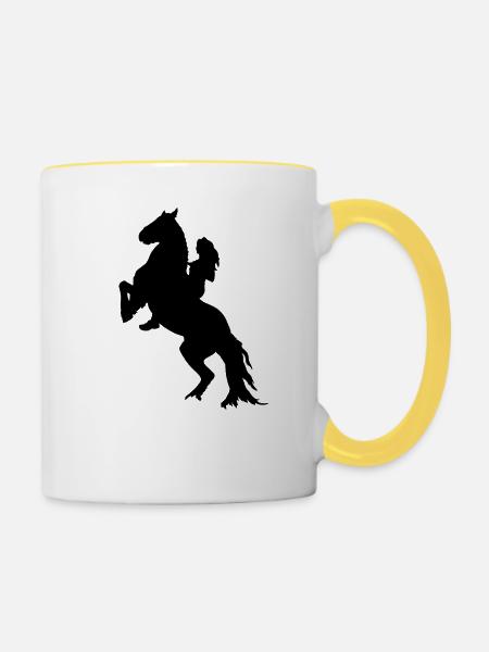 Reiterin - Tasse zweifarbig - Weiß/Gelb