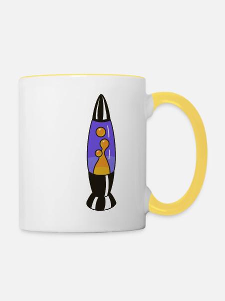 Lava Lampe Retro – Psychedelic Design - Tasse zweifarbig - Weiß/Gelb