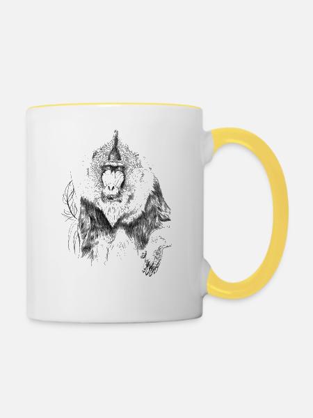 Mandrill - Tasse zweifarbig - Weiß/Gelb