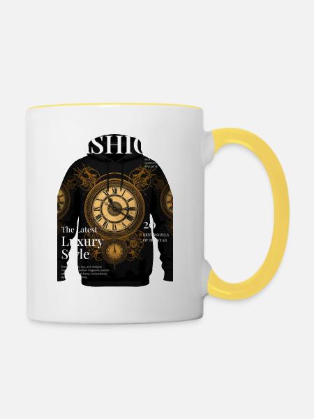 Kerndesign mit römischen Händen - Tasse zweifarbig - Weiß/Gelb