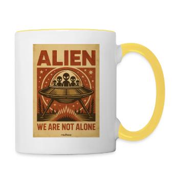 Alien UFO Vintage Poster - Contrasting Mug - white/yellow - Right