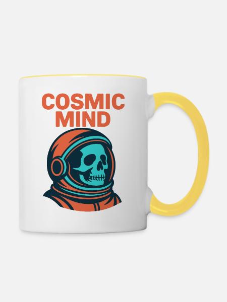 Cosmic Mind Astronaut Totenkopf - Tasse zweifarbig - Weiß/Gelb