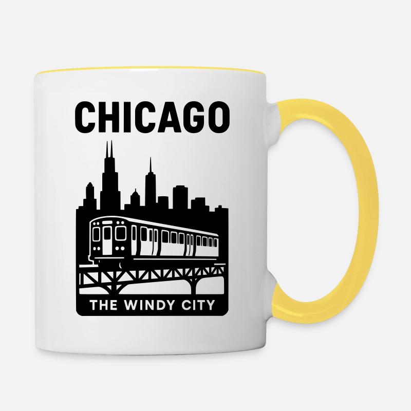 Chicago, États-Unis, Illinois - Mug contrasté - blanc/jaune