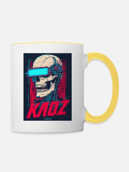 Kaoz Cyber Skull VR Neon - Tasse zweifarbig - Weiß/Gelb