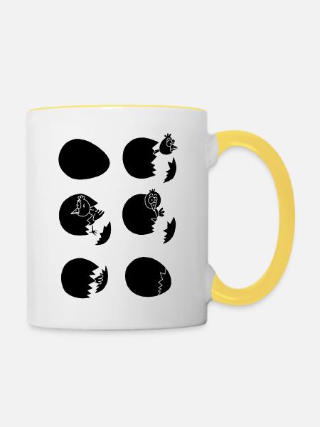 Die Welt entdecken oder nicht (schwarz) - Tasse zweifarbig - Weiß/Gelb