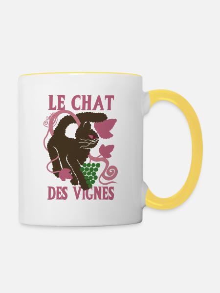 Die Weinbergskatze - Tasse zweifarbig - Weiß/Gelb