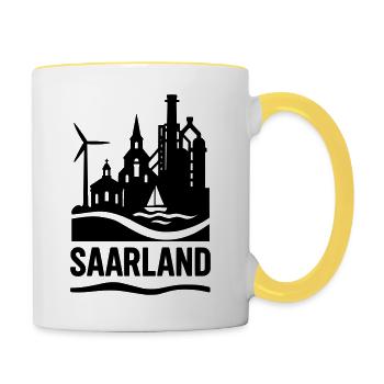 saarland silhouette - Tasse zweifarbig - Weiß/Gelb - Rechts