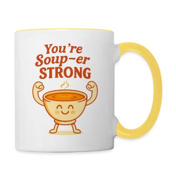 You’re Soup-er Strong Cute Pun Design - Contrasting Mug - white/yellow - Right