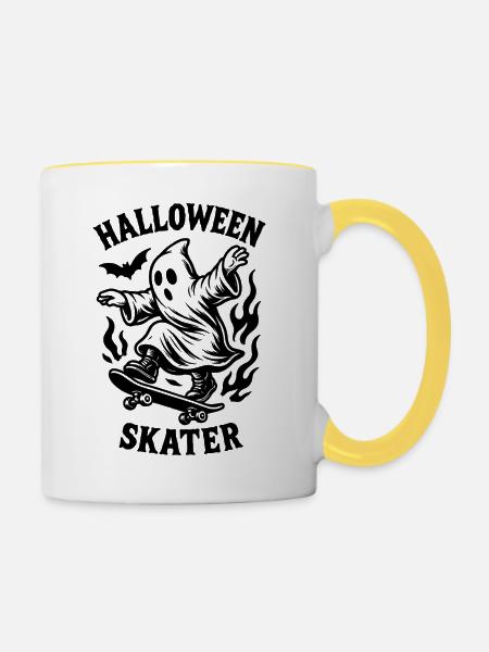 Halloween Skater - Tasse zweifarbig - Weiß/Gelb