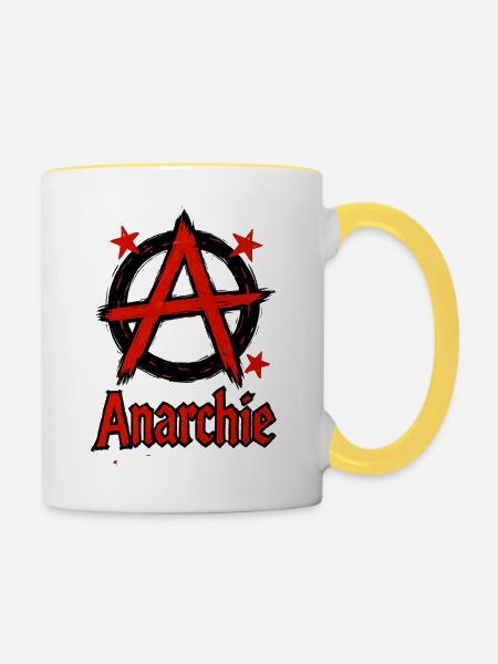 Anarchie – Punk – Revolution - Tasse zweifarbig - Weiß/Gelb