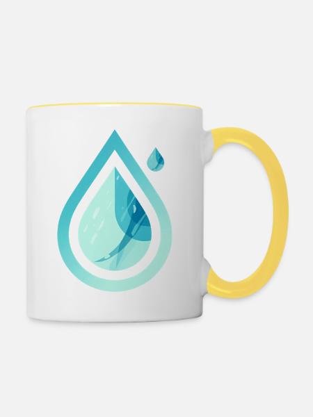 Pure Drop – Modernes Wasser - Tasse zweifarbig - Weiß/Gelb