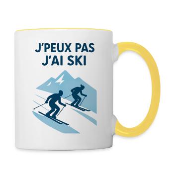 I can't I ski - Contrasting Mug - white/yellow - Right