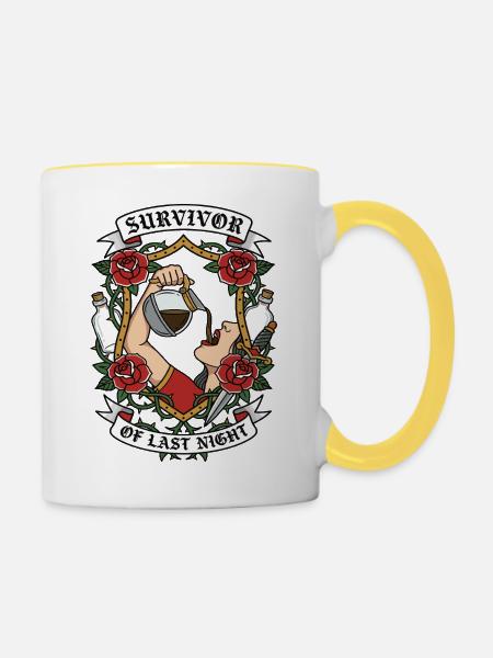 Survivor of Last Night - Tasse zweifarbig - Weiß/Gelb
