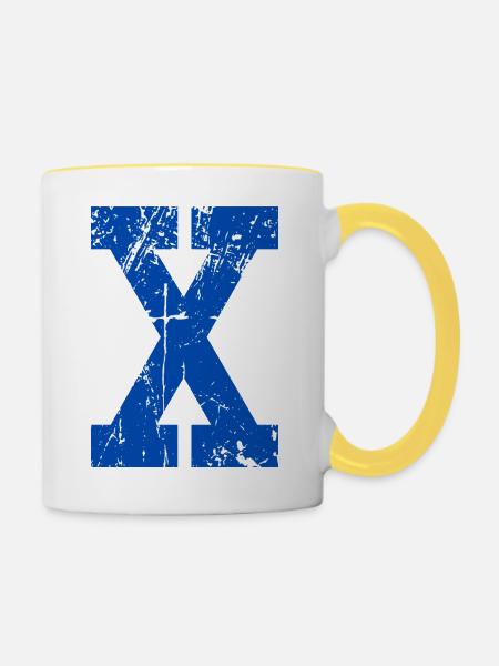 Letter X Retro Sport - Tasse zweifarbig - Weiß/Gelb