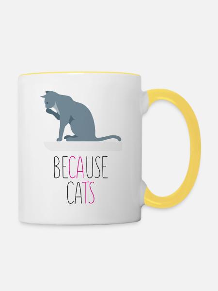 Weil Cats - Tasse zweifarbig - Weiß/Gelb