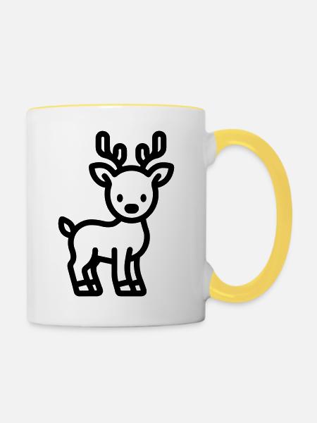 Hirsch - Tasse zweifarbig - Weiß/Gelb