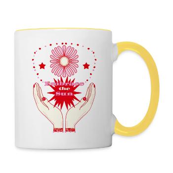 Embrace the sun: warmth and solar power - Contrasting Mug - white/yellow - Right