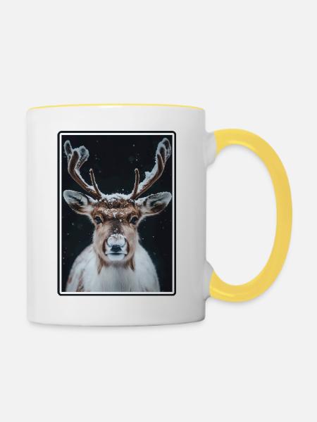 Rentiere Rentier - Tasse zweifarbig - Weiß/Gelb