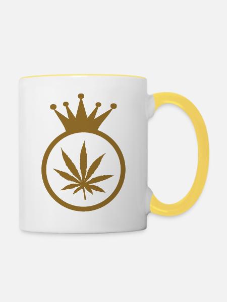 Cannabis – Weed – Legalisierung - Tasse zweifarbig - Weiß/Gelb