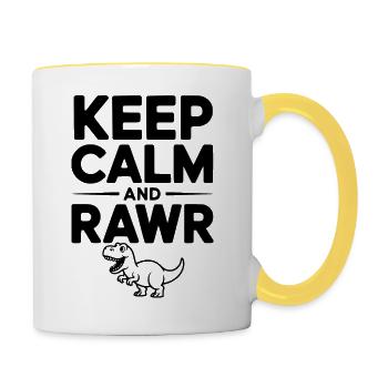 Reste calme et Rawr - Mug contrasté - blanc/jaune - Droite
