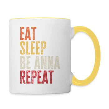 Mange, dors, sois Anna, répète le nom rétro - Mug contrasté - blanc/jaune - Droite