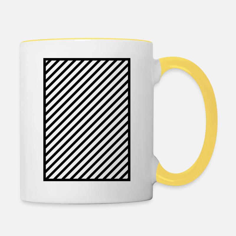 Black stripes in the frame - Contrasting Mug - white/yellow