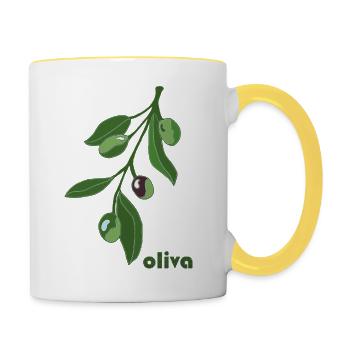 Olive Branch Graphic Green - Contrasting Mug - white/yellow - Right