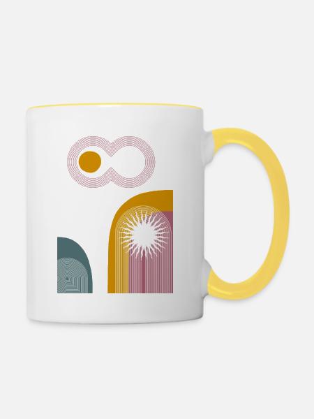 Pink Infinity Sun Abstrakter Bogen-Grafik - Tasse zweifarbig - Weiß/Gelb