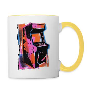 Retro Wave Gamer Game Machine - Contrasting Mug - white/yellow - Right