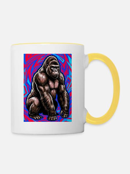 Gorilla - Tasse zweifarbig - Weiß/Gelb