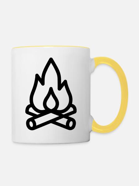 Lagerfeuer - Tasse zweifarbig - Weiß/Gelb