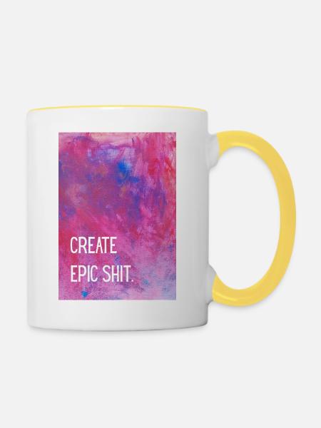 Create epic shit. - Tasse zweifarbig - Weiß/Gelb