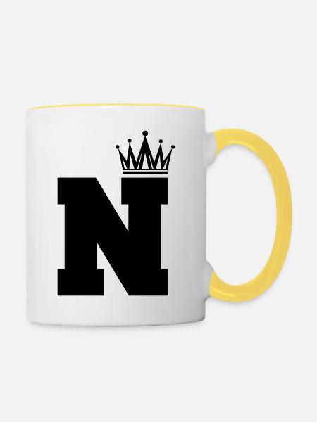 N Krone - Tasse zweifarbig - Weiß/Gelb