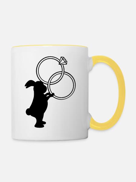 Hochzeitsringe Hochzeit Hase - Tasse zweifarbig - Weiß/Gelb