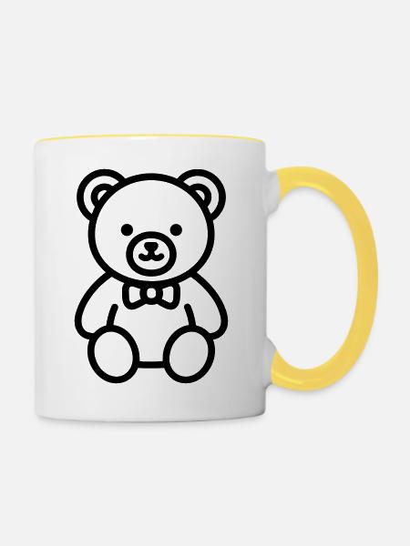 Bärenjunges - Tasse zweifarbig - Weiß/Gelb