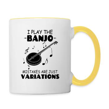 Je joue Le banjo Les erreurs ne sont que des variations - Mug contrasté - blanc/jaune - Droite
