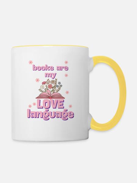 Bücher sind meine Liebesprache - Tasse zweifarbig - Weiß/Gelb