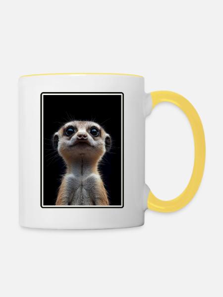 Meerkat Erdmännchen - Tasse zweifarbig - Weiß/Gelb