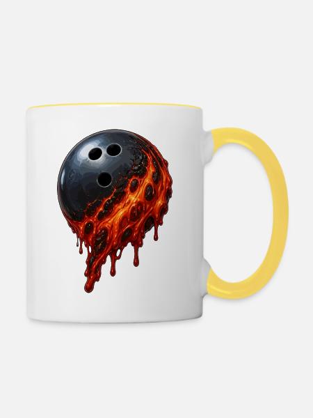 Lava Bowling Kugel - Tasse zweifarbig - Weiß/Gelb